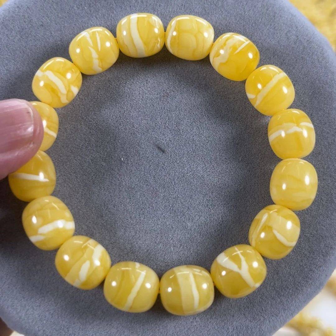 蜜蜡手串未镶嵌乌料焦皮同料枣枣一线