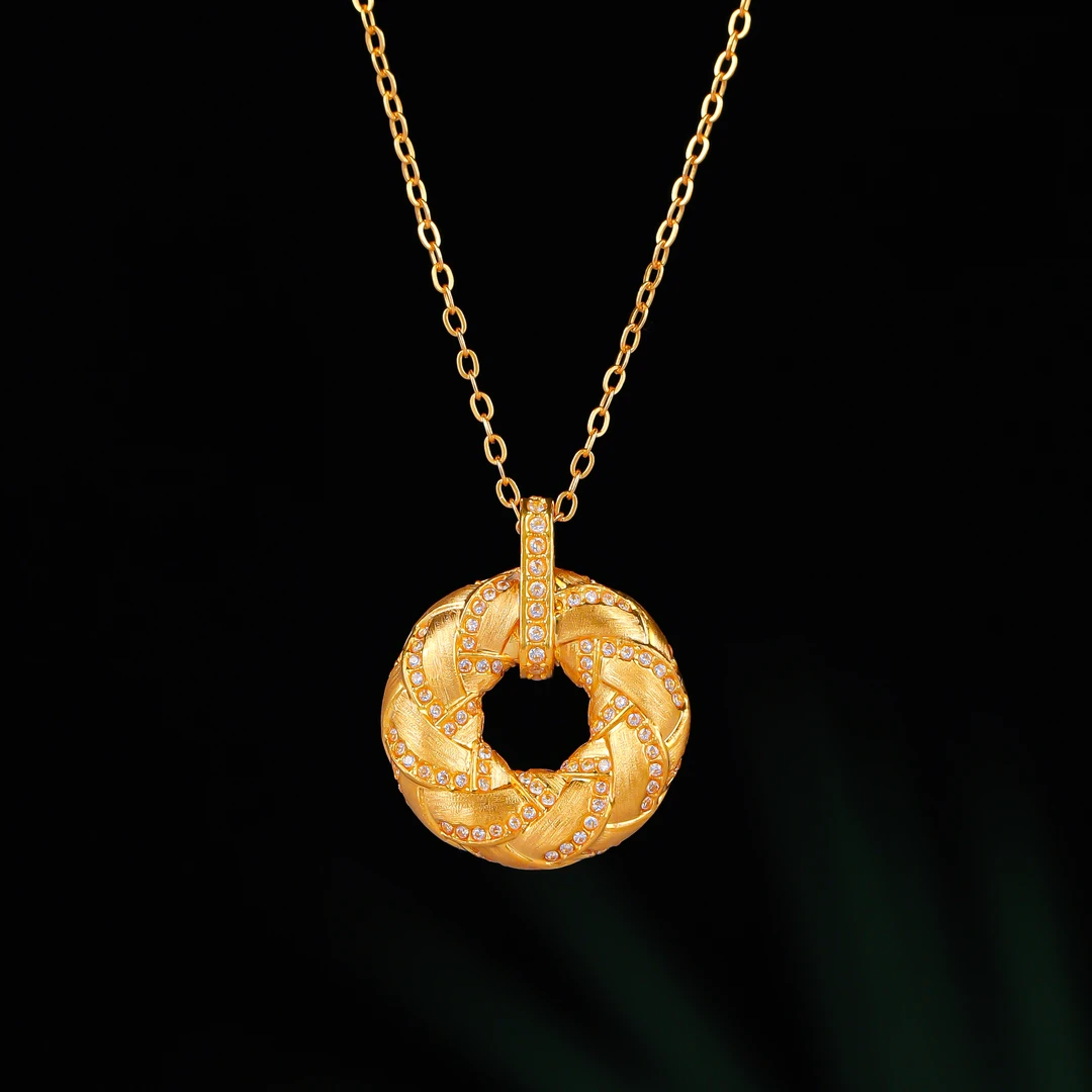 18K金甜甜圈19mm吊坠HNZ14141