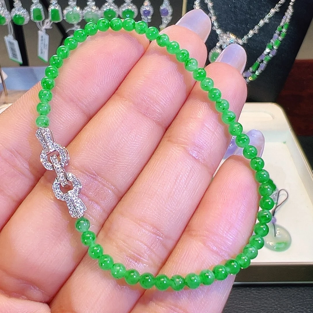 翡翠18K金镶嵌手链