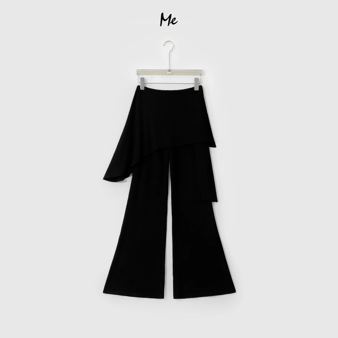 ME【山本喇叭裙裤】斜裁遮胯假两件高腰显瘦百搭时尚裤子MESS6719