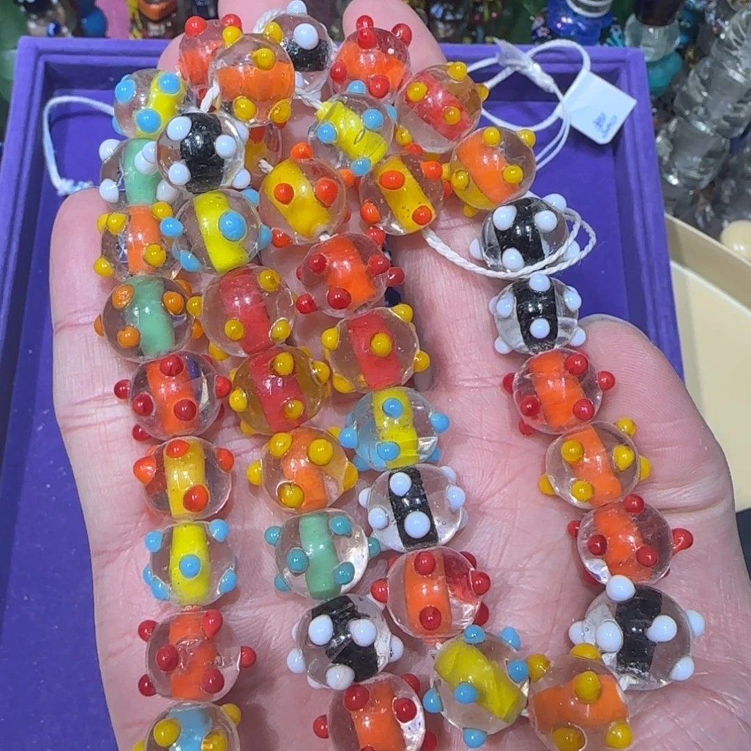 琉璃非金属13mm彩虹流星球蜻蜓眼琉璃珠
