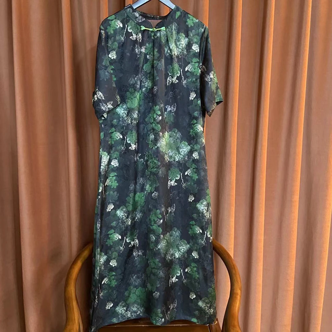 【天青】时尚女装重磅国风套头连衣裙提花高档春夏新中式长裙中长款