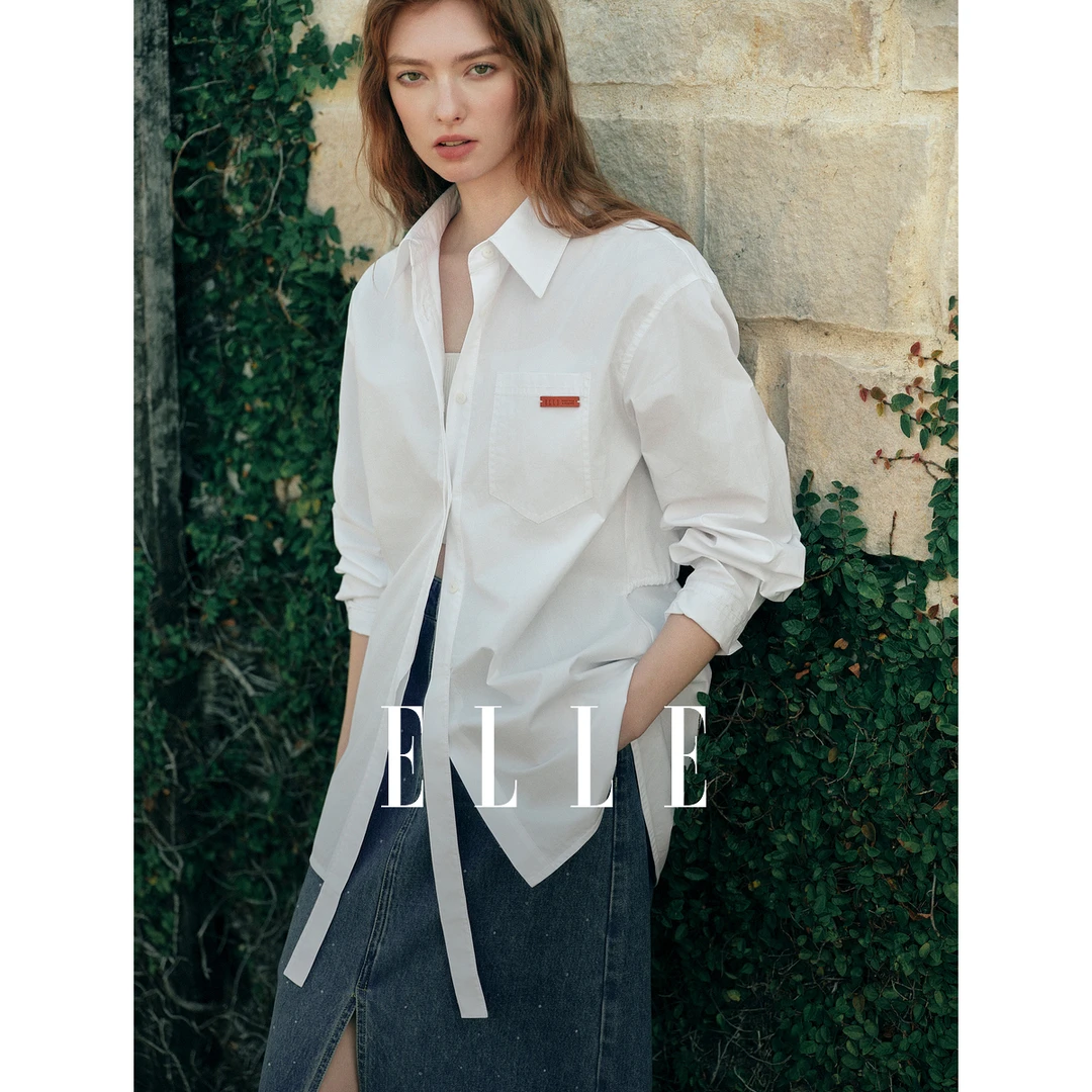 ELLE法式简约气质衬衫2025春季新款巴恩风百搭设计感宽松EC50333