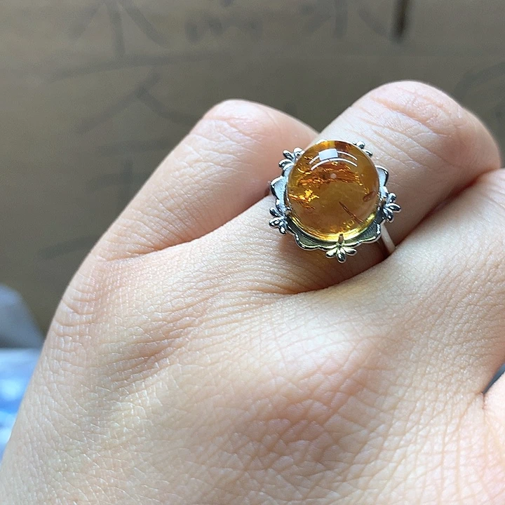 水晶水晶戒指银S925镶嵌