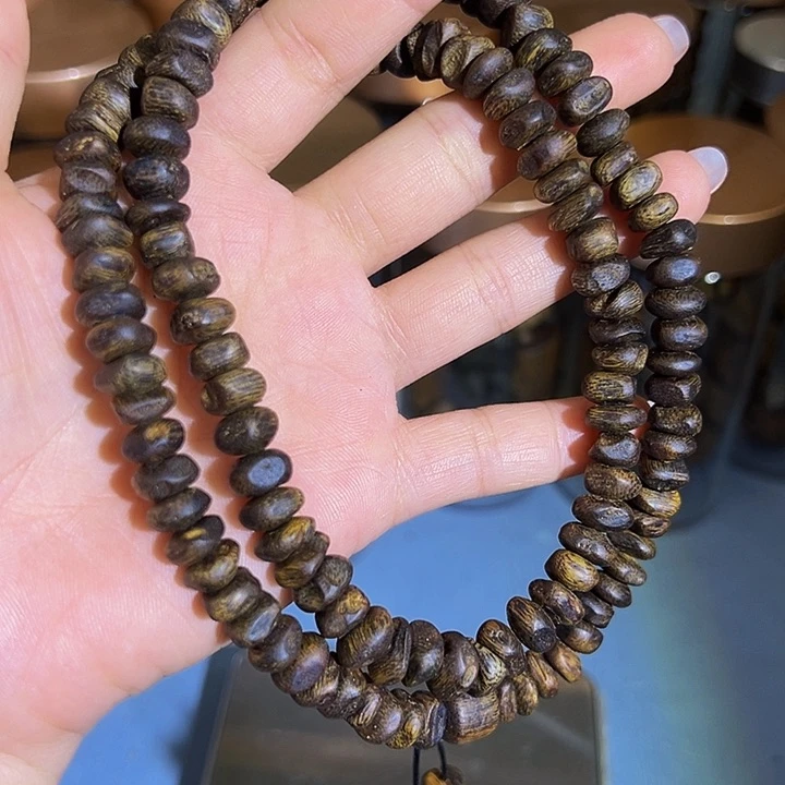沉香手串沉水老料树丁虫漏多圈张勺子0829