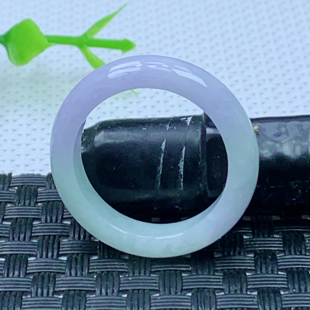 缅甸天然A货翡翠  浅紫素面玉戒圈戒指 内径20mm 编号1670