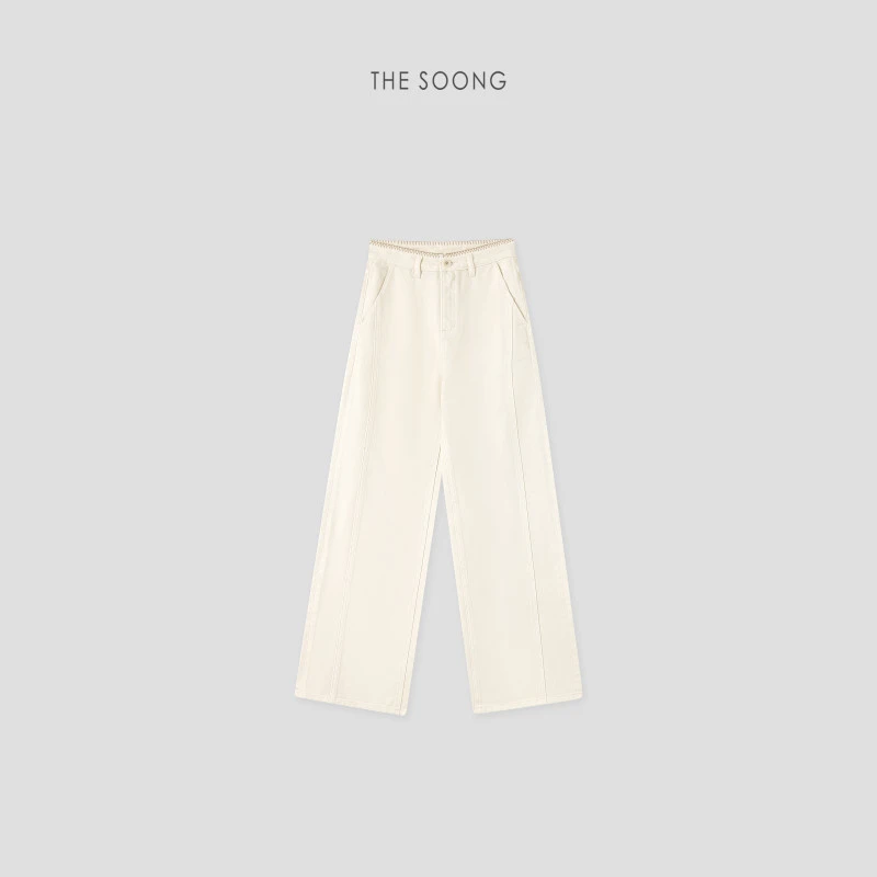 THESOONG|软壳高密炒砂棉11.5安水洗线条垂感牛仔裤HBNZ6852