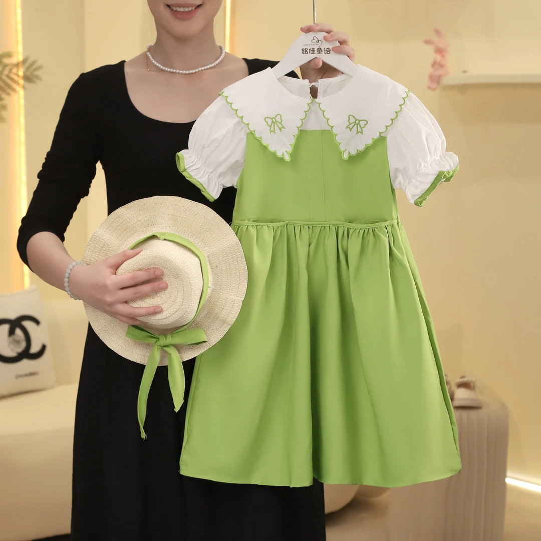 女童夏季2025新款连衣裙娃娃领小清新时尚收腰连衣裙T3230001185