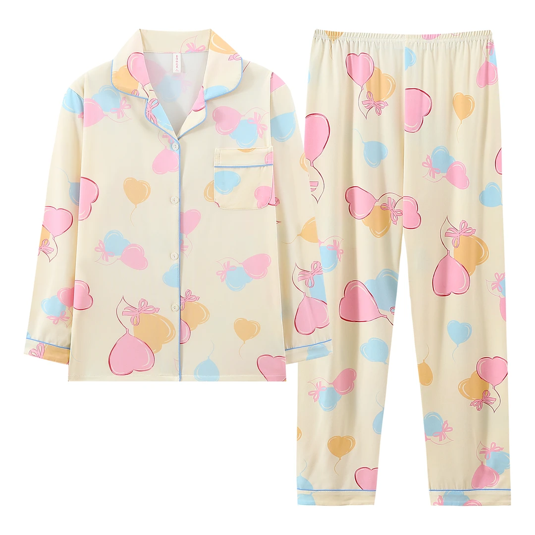 春秋季大码棉质睡衣女2025新款宽松舒适韩版休闲长袖家居服两件套