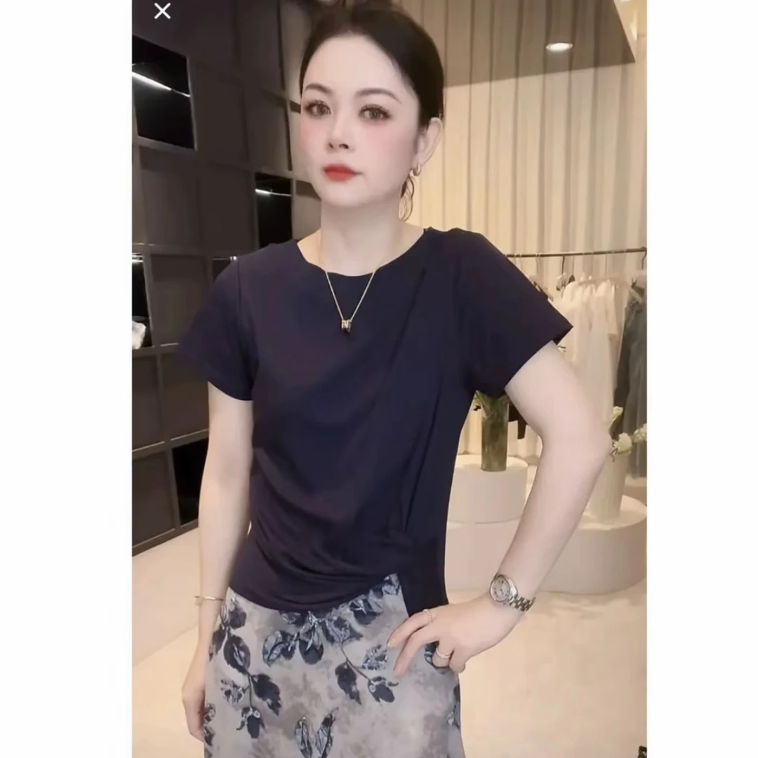 《优麦汇》Y5889夏款一字领设计感时尚百搭显瘦短袖上衣款女