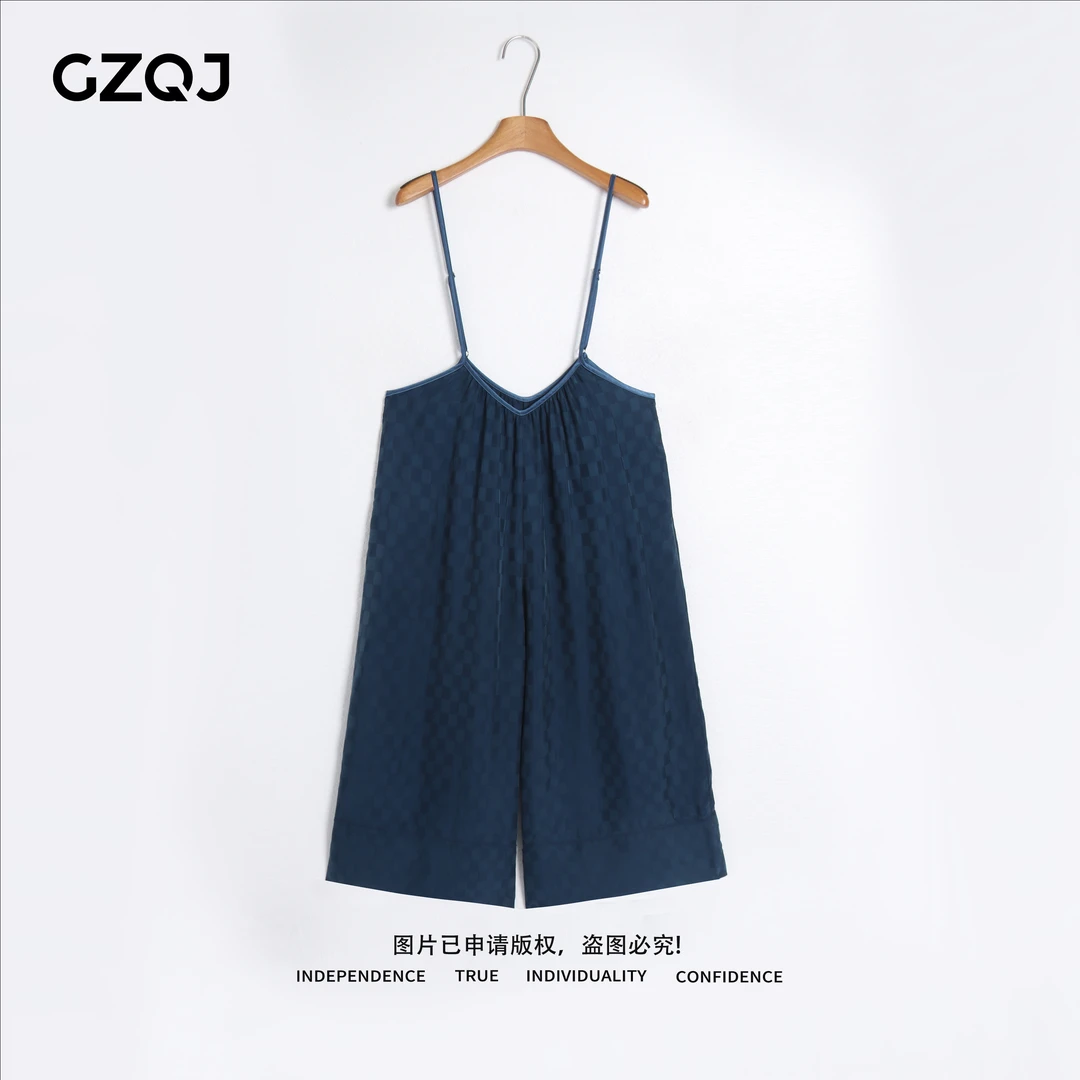 广州琴姐【假日印象】欧若风设计感慵懒松弛宽松阔腿背带裤裙女 275