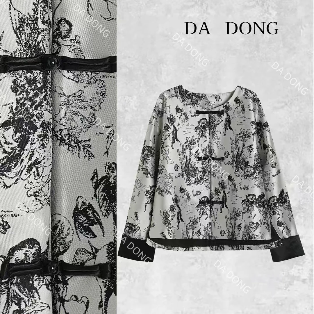 山清水秀--早秋新款中式气质上衣女外套时尚休闲轻奢长袖黑色