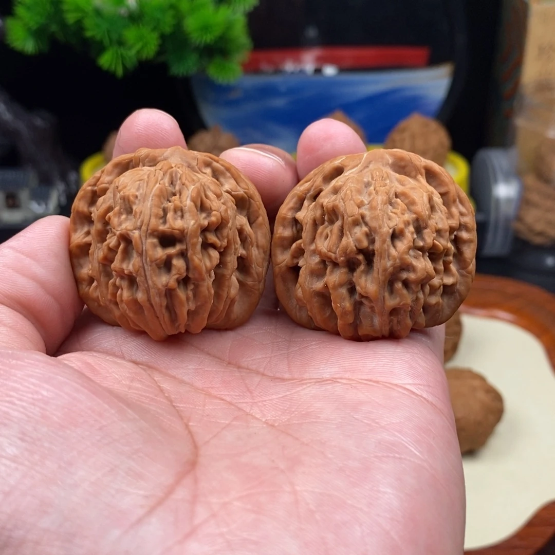 淡***蓝把件文玩核桃四座楼41