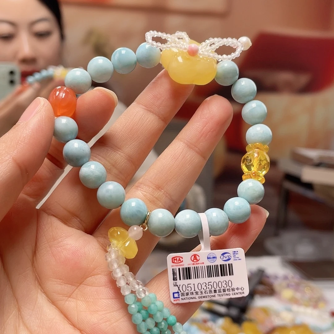 琥珀未镶嵌裸石手串
