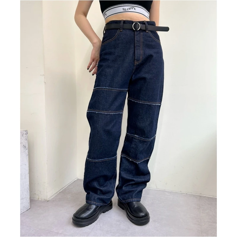 【Yumiko】 春秋新款 百搭个性潮流不对称设计牛仔裤