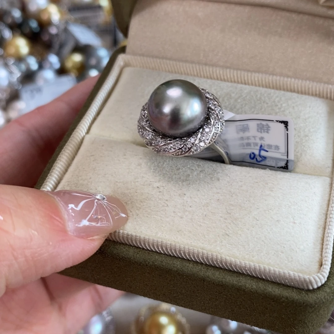 海水珍珠戒圈银S925镶嵌
