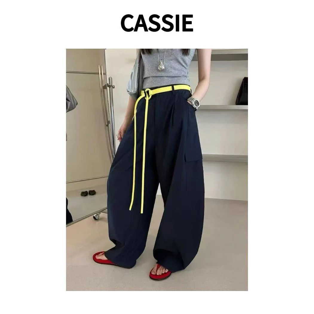 CASSIE夏季新款韩版时尚百搭显瘦高腰工装裤女