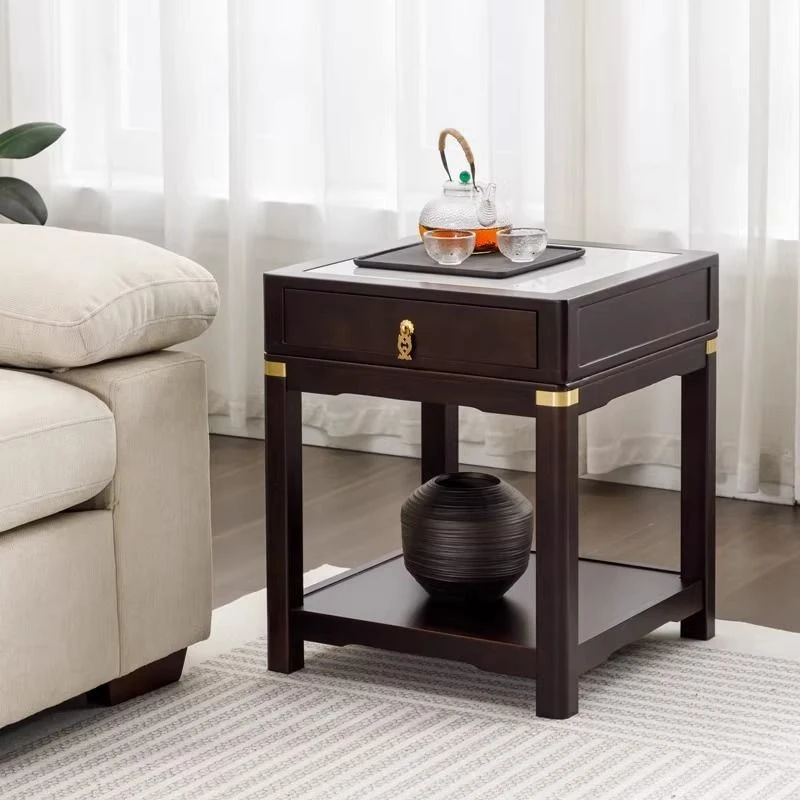 新中式实木边几轻奢方型茶几小户型小桌子客厅沙发边柜床头桌边柜