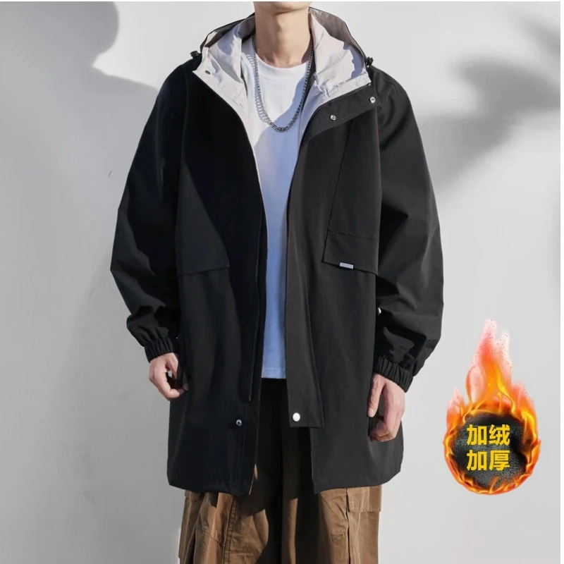 大码中长款美式休闲韩版机能夹克港风外套休闲老钱风潮流外套8875
