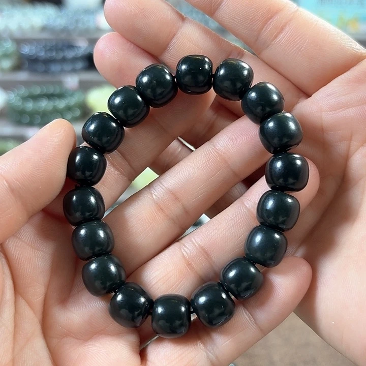 和田玉手链未镶嵌新疆黑青老型卡12