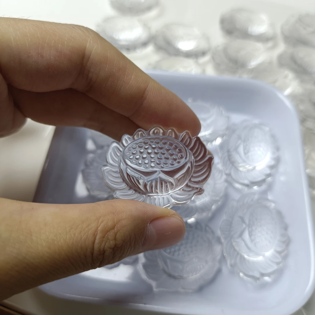 连年平安天然全净体白水晶莲花手工立体雕刻吊坠矿坑时尚纯手工