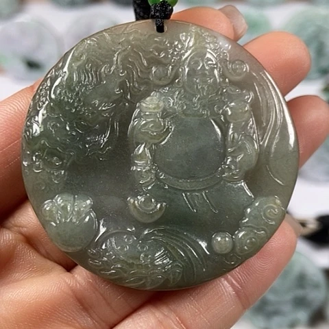 翡翠颈饰未镶嵌财神爷福利