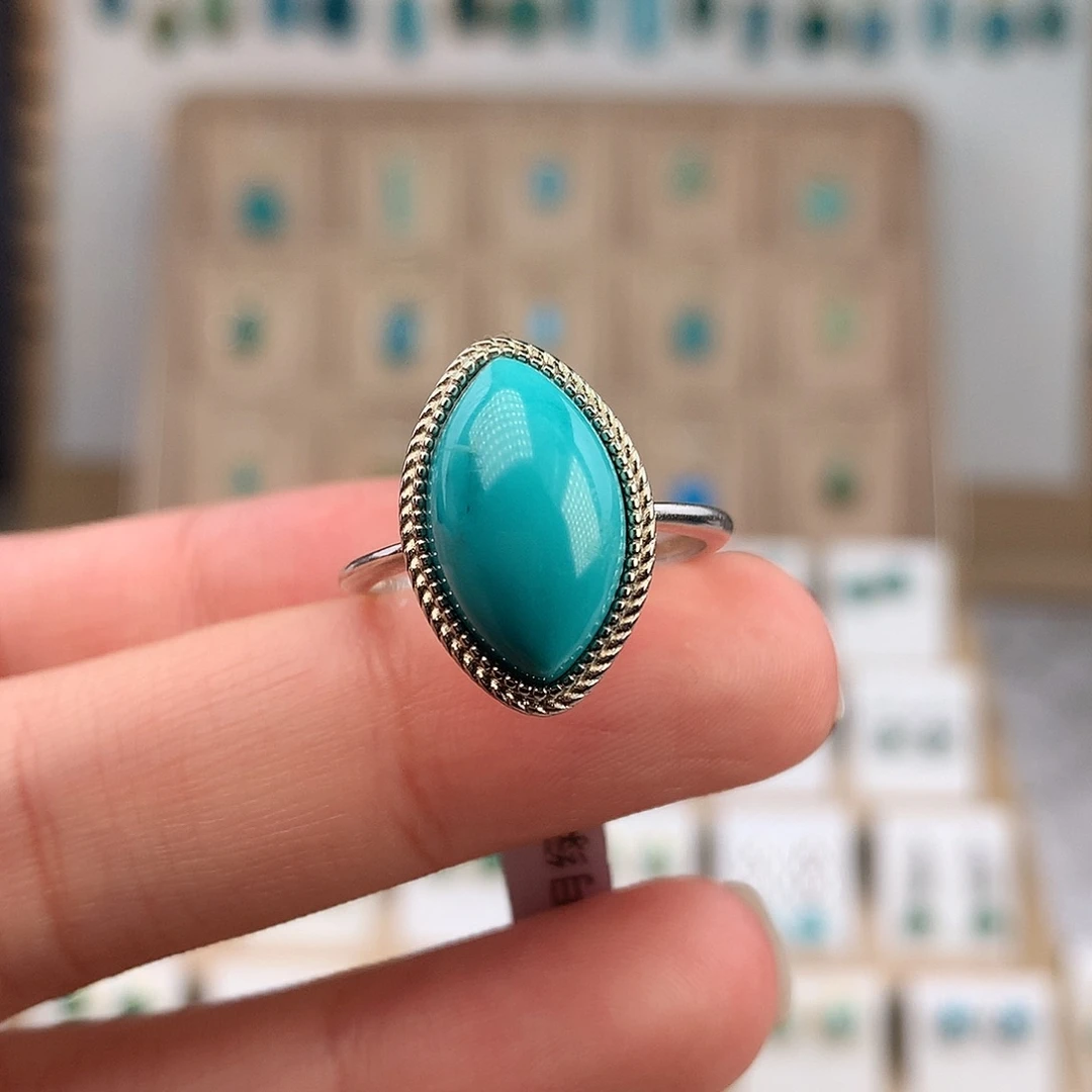 绿松石银S925镶嵌戒指