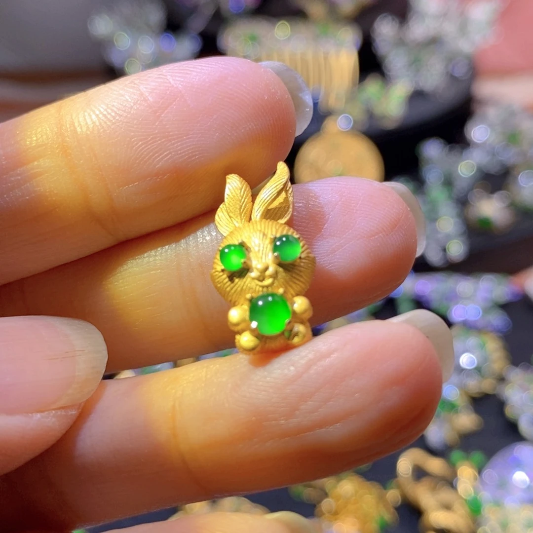 吊坠(不含链)银S925镶嵌翡翠