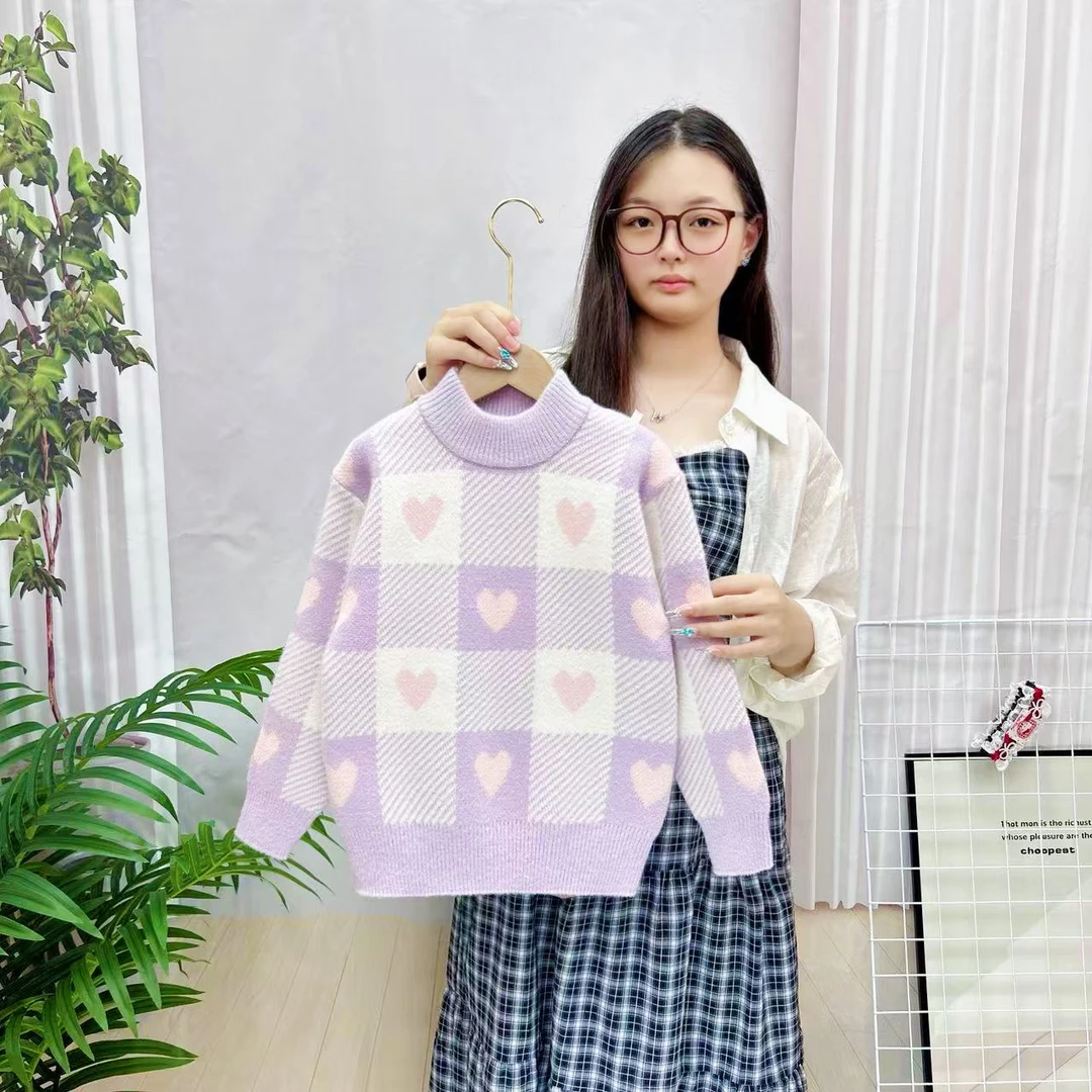 2025女童时尚保暖洋气毛衣套头针织衫加厚宽松潮童秋冬新款大童