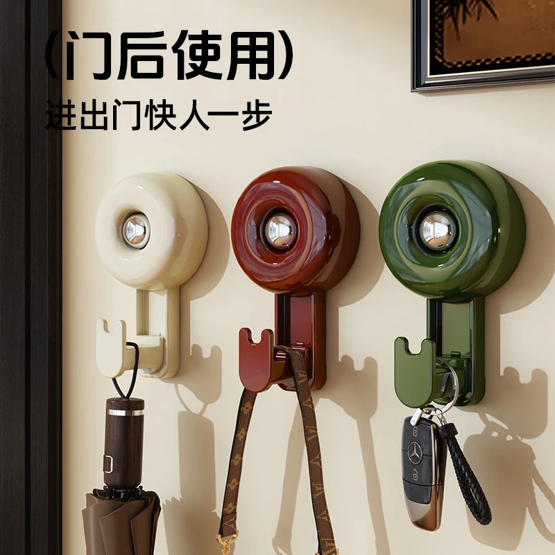 中古风大号吸盘挂钩家用门后免打孔多功能衣帽粘钩厨房收纳神器