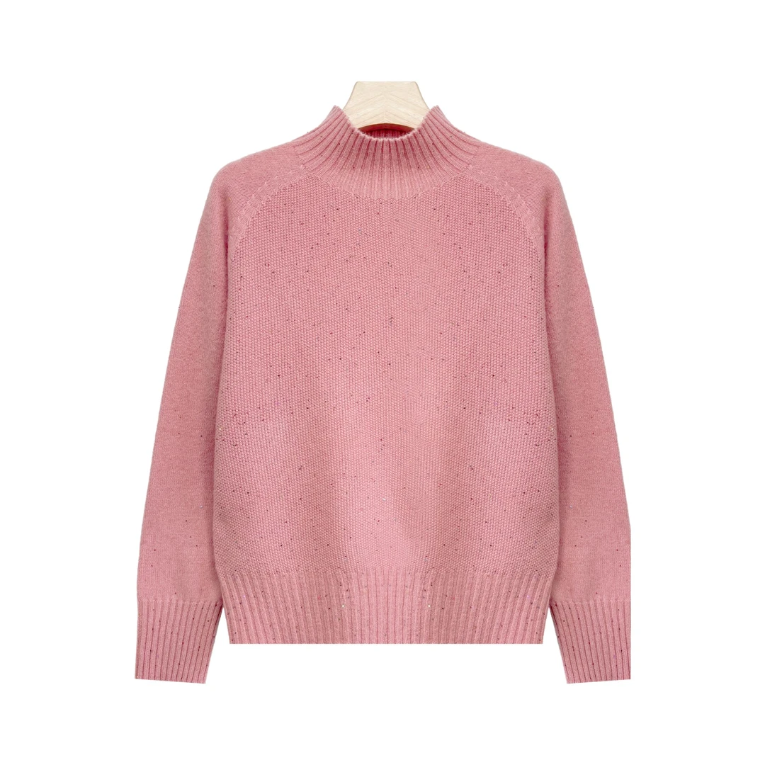 【满天星】100分澳洲美丽诺半高领七彩珠片秋冬百搭女宽松加厚打底