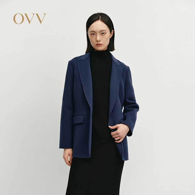 【艾钱钱专属】OVV秋冬戗驳领一粒扣休闲通勤羊毛西服GWXAJ34111A