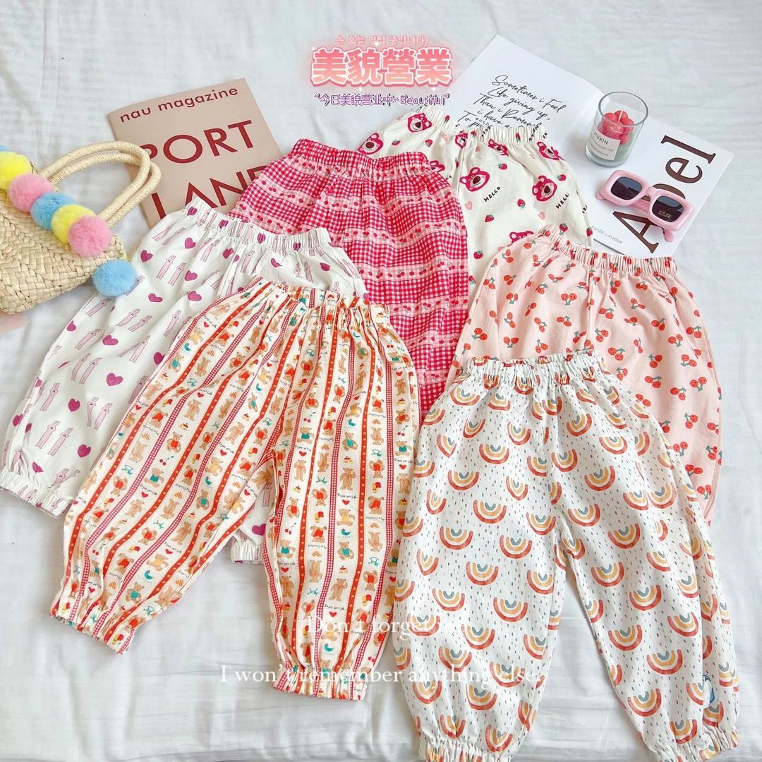 儿童裤子2025男女童夏季新品卡通款中小童韩版童装防蚊裤