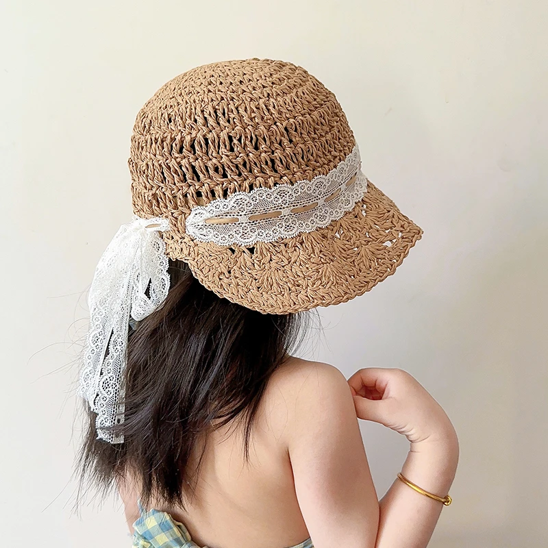 儿童防晒帽宝宝遮阳帽女童帽子凉帽沙滩太阳帽潮夏季大帽檐草帽