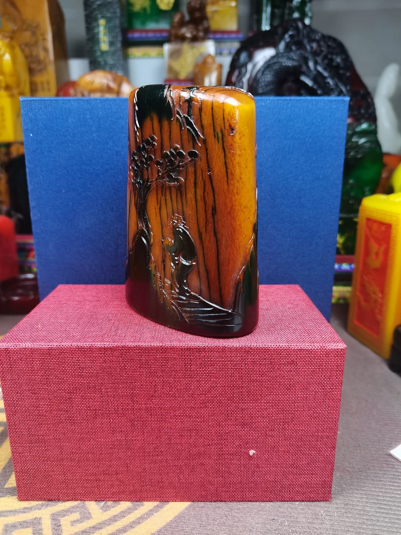 寿山石乌鸦皮印章摆件