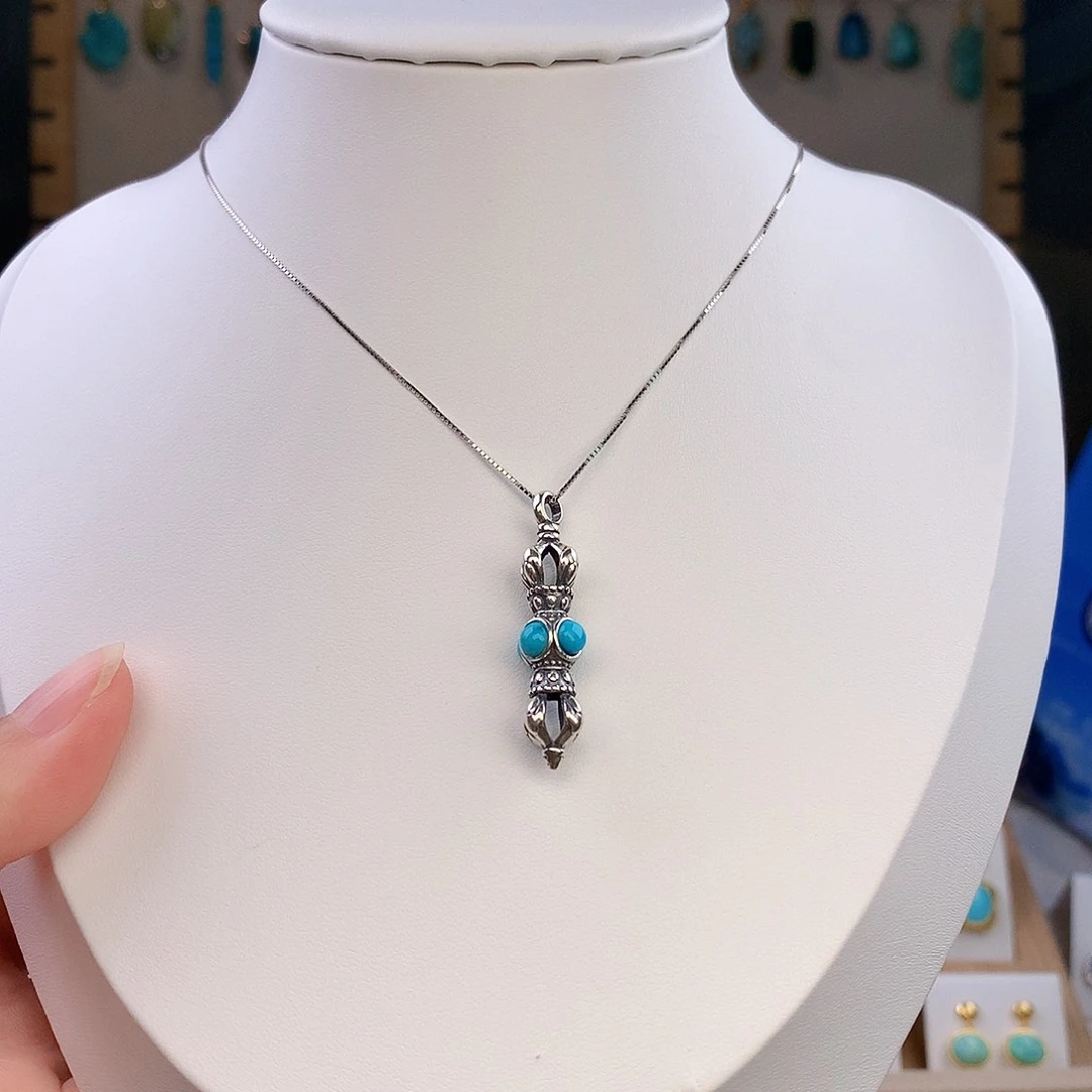 绿松石银S925镶嵌颈饰