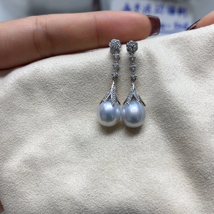 海水珍珠耳饰银S925镶嵌