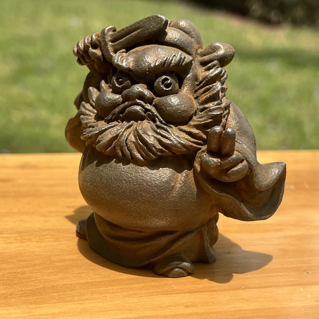 铸铁创意钟馗执剑伏魔人物潮玩摆件小众茶宠自然成色家居装饰工艺