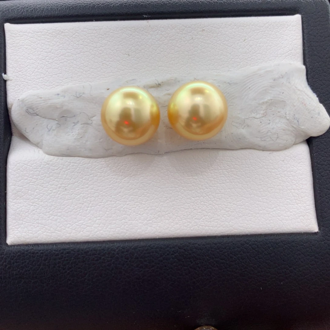 未镶嵌裸珠定制海水珍珠9.4mm稀有色浓金+浓茶金