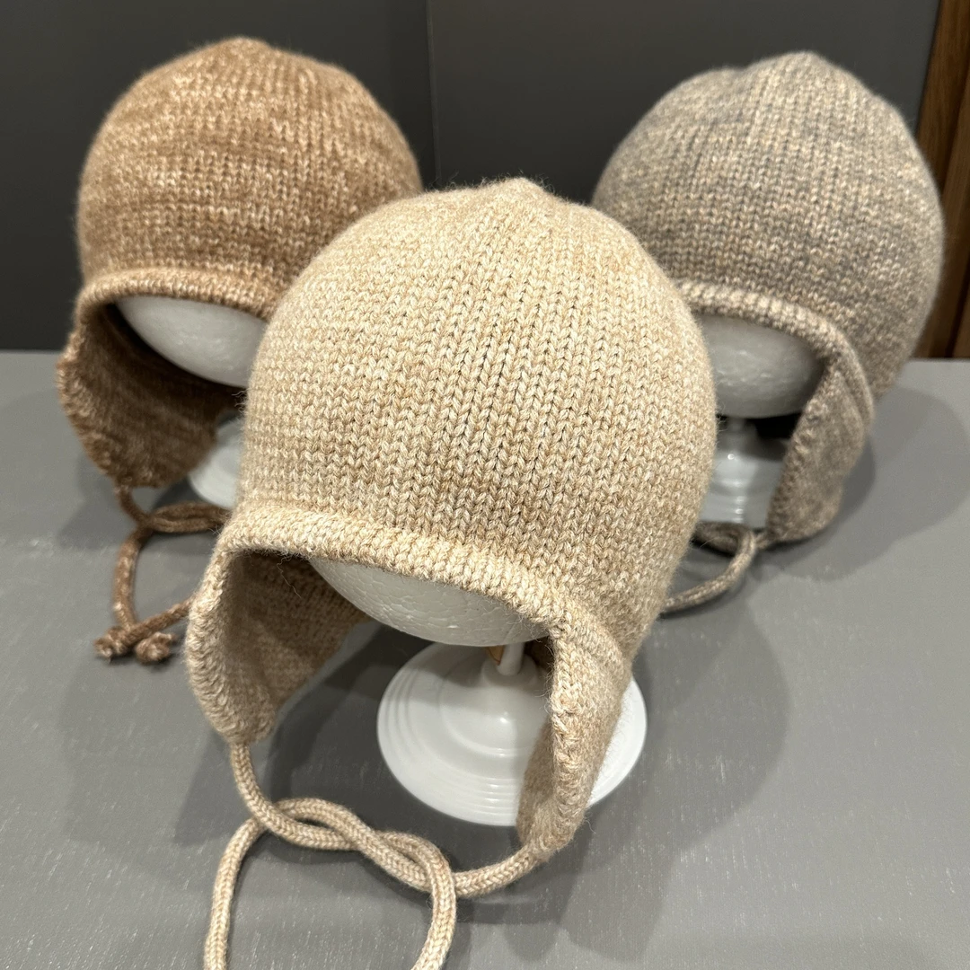 【温柔日系】儿童帽秋冬款韩系简约针织男孩宝宝帽子冬季毛线护耳帽