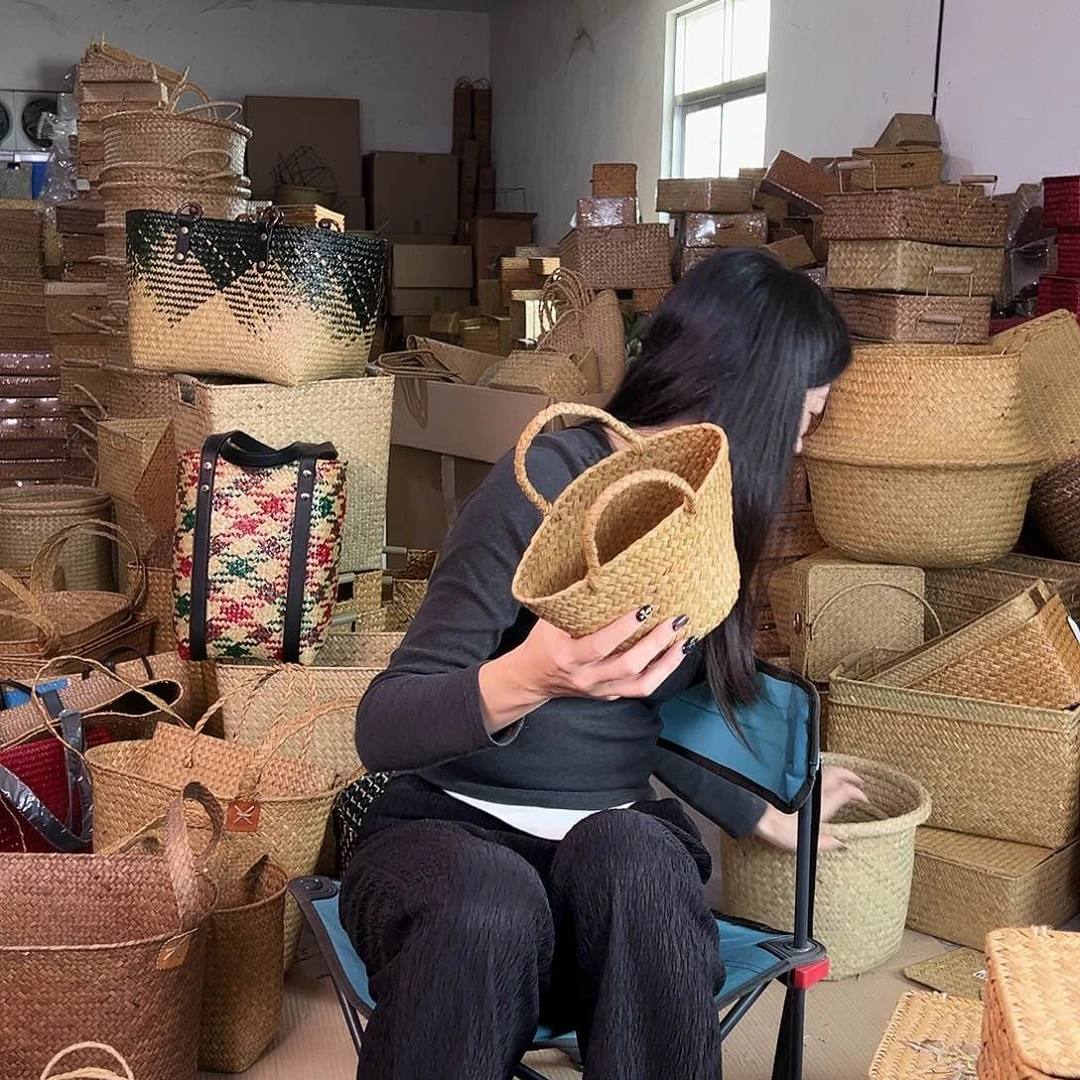 草编草编包/草编收纳盒带瑕疵