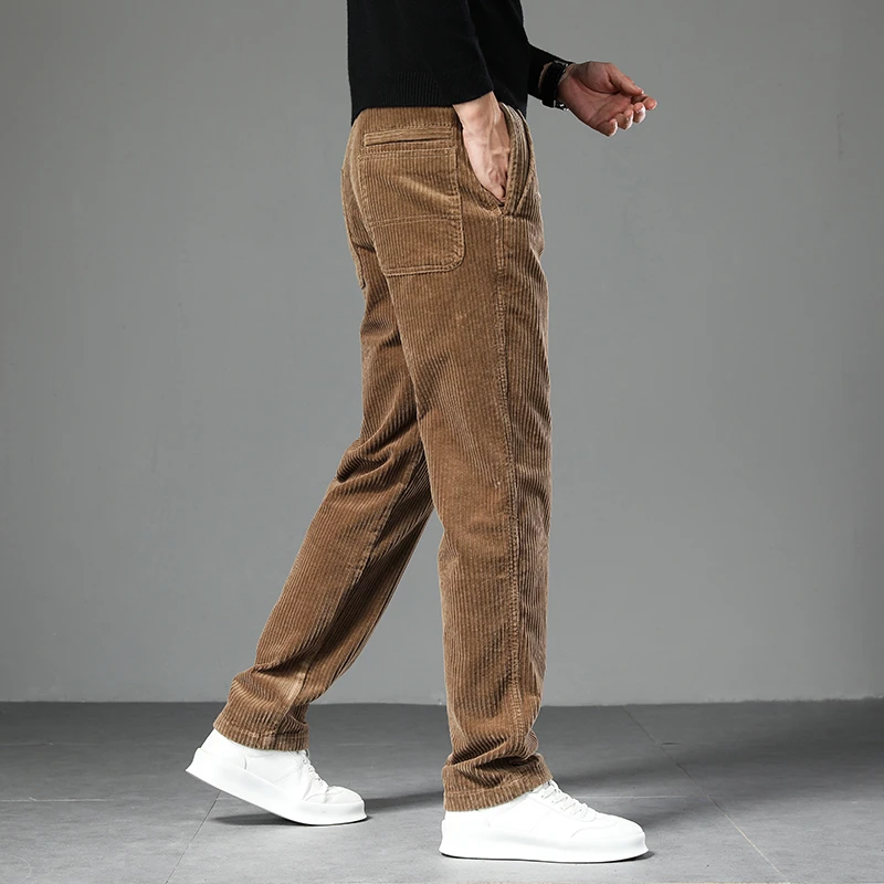 香港高端秋冬中年男士爆款宽松潮流百搭休闲直筒灯芯绒长裤