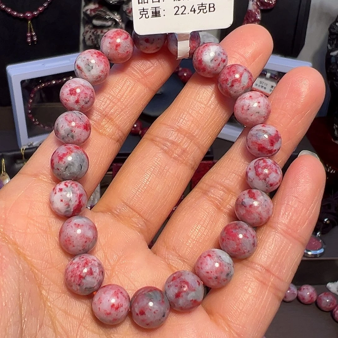 天然辰砂原石手串卡8mm