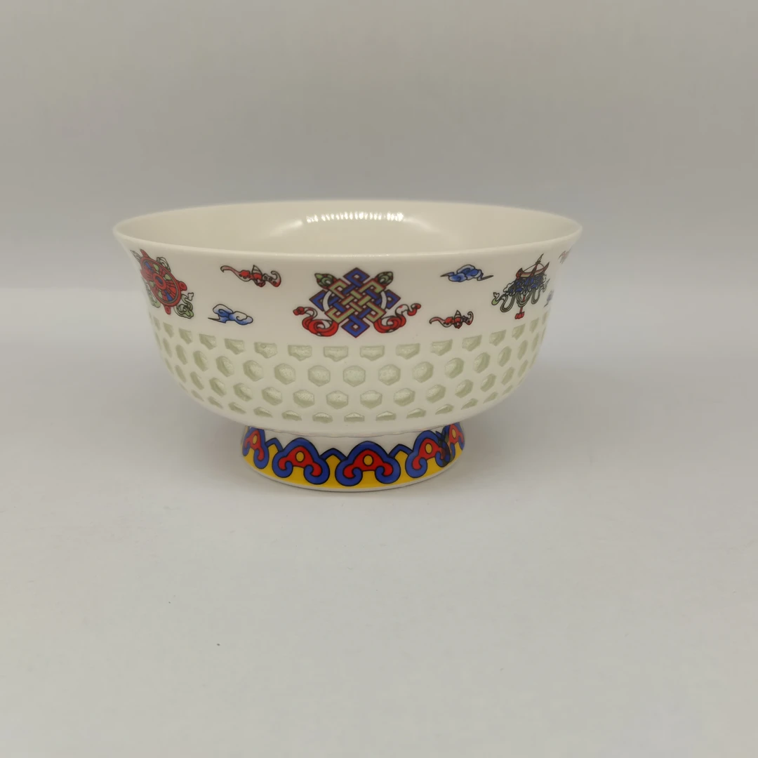 民族风奶茶碗高脚设计防烫手玲珑碗家用蒙古