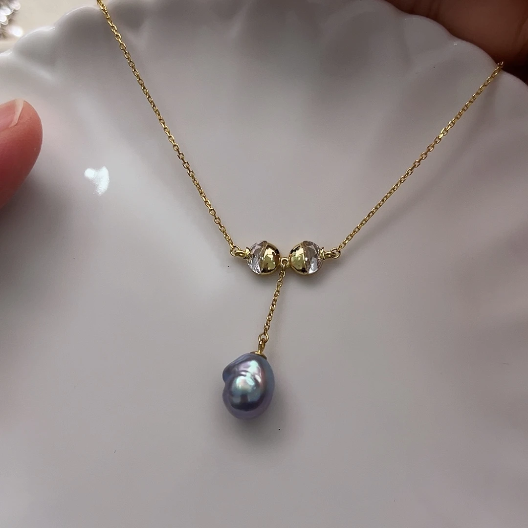 海水珍珠新号开播真多麻微巴套链银S925镶嵌