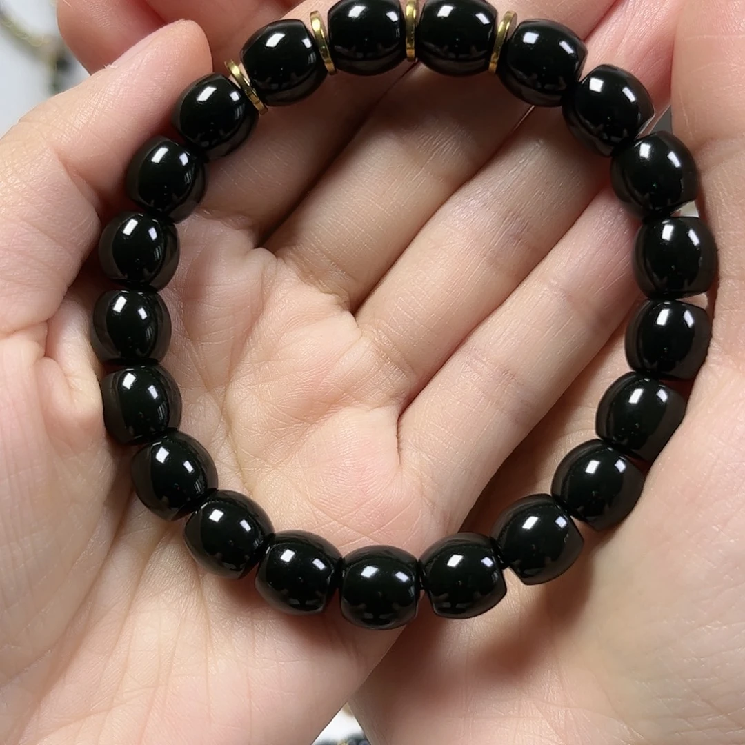 奔***和田玉未镶嵌手链卡10鼓珠珠宝级货头