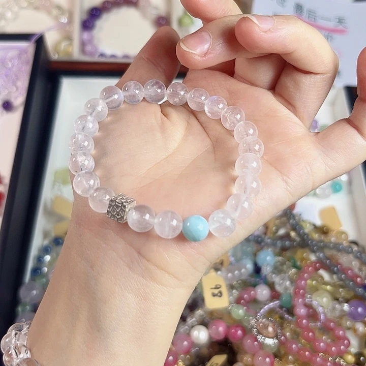 热***C水晶手链银S925镶嵌蓝月光