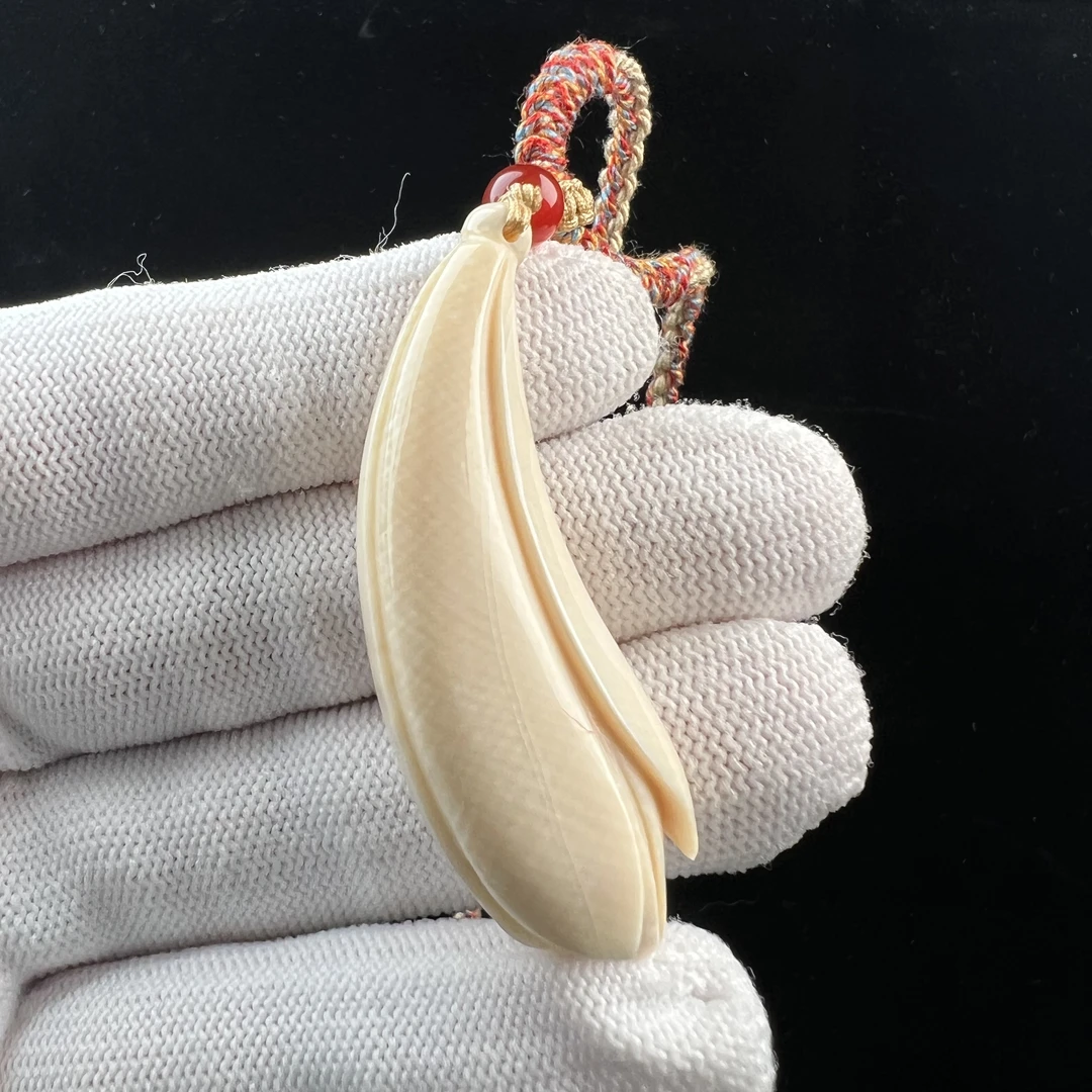 X6561天然猛犸牙 玉兰花 17*50mm支持鉴定 假一罚四