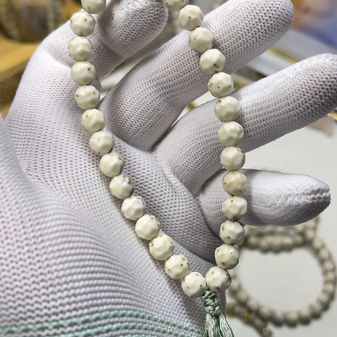 星月菩提手串8改骨瓷白圆珠无相