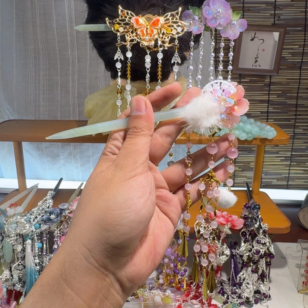 蛇纹石玉合金发饰